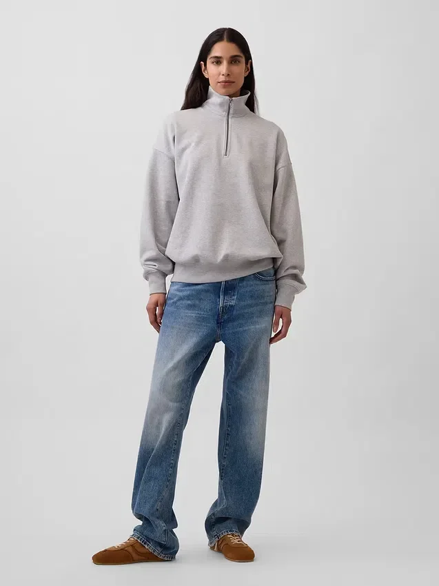 Felpa oversize per adulti con zip a un quarto