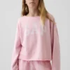 Felpa per bambini Vintagesoft in felpa a riccioli con collo ampio e logo
