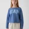 Felpa per bambini Vintagesoft in felpa a riccioli con collo ampio e logo
