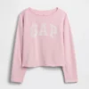 Felpa per bambini Vintagesoft in felpa a riccioli con collo ampio e logo