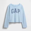 Felpa per bambini Vintagesoft in felpa a riccioli con collo ampio e logo