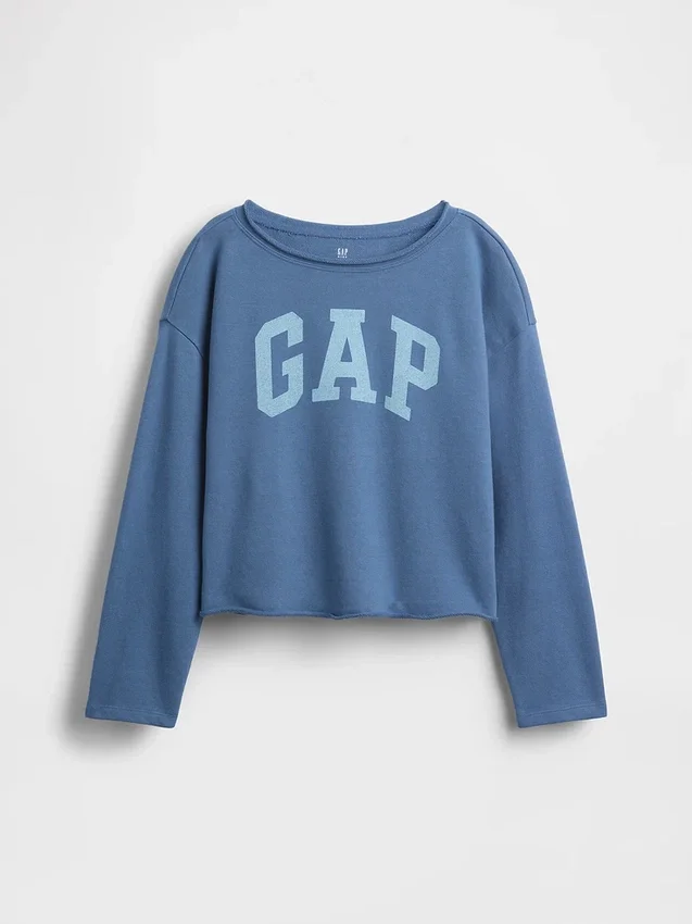 Felpa per bambini Vintagesoft in felpa a riccioli con collo ampio e logo