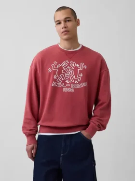 Felpa pesante con logo Keith Haring