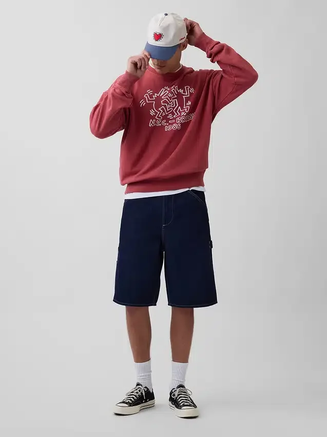 Felpa pesante con logo Keith Haring