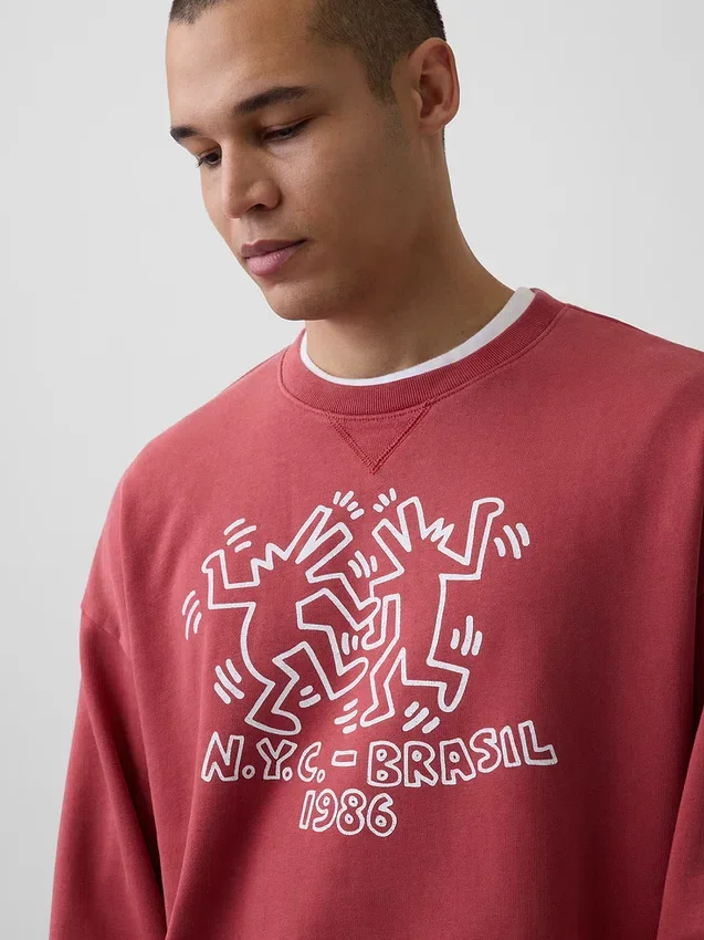 Felpa pesante con logo Keith Haring