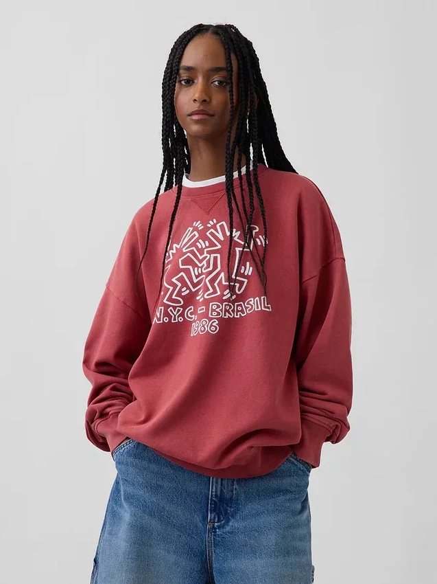 Felpa pesante con logo Keith Haring