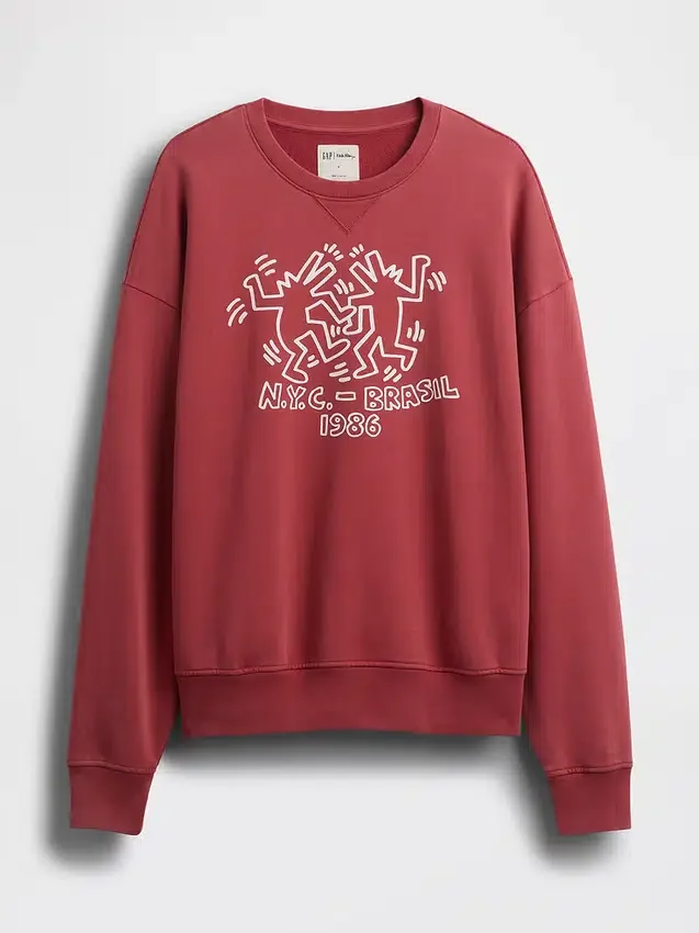 Felpa pesante con logo Keith Haring