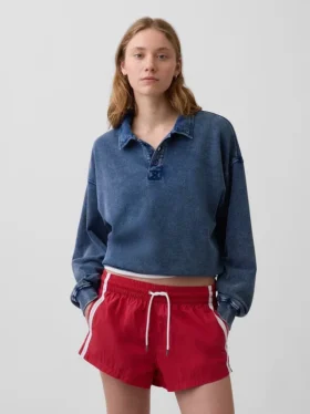 Felpa polo oversize in spugna Vintagesoft