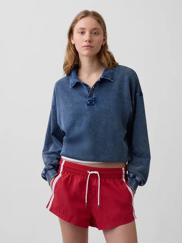 Felpa polo oversize in spugna Vintagesoft