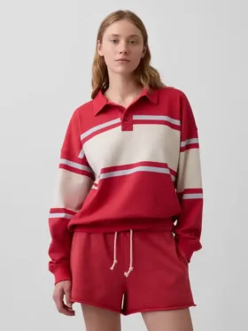 Felpa polo oversize in spugna Vintagesoft