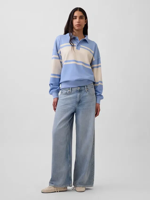 Felpa polo oversize in spugna Vintagesoft