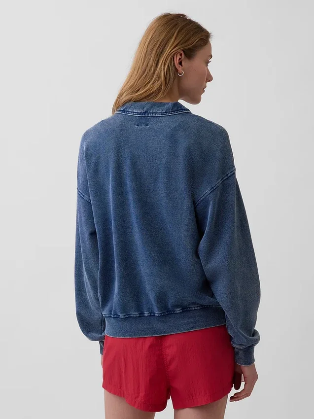 Felpa polo oversize in spugna Vintagesoft
