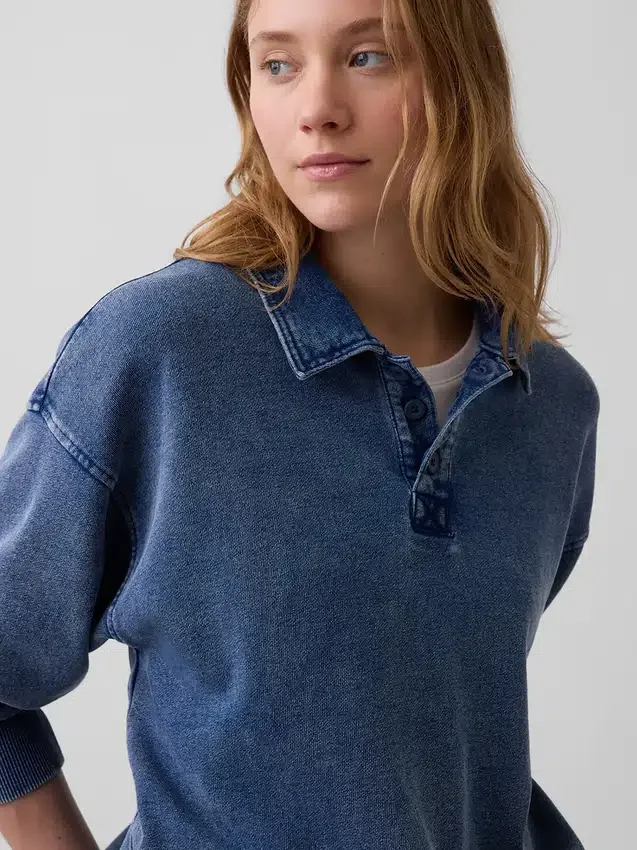 Felpa polo oversize in spugna Vintagesoft