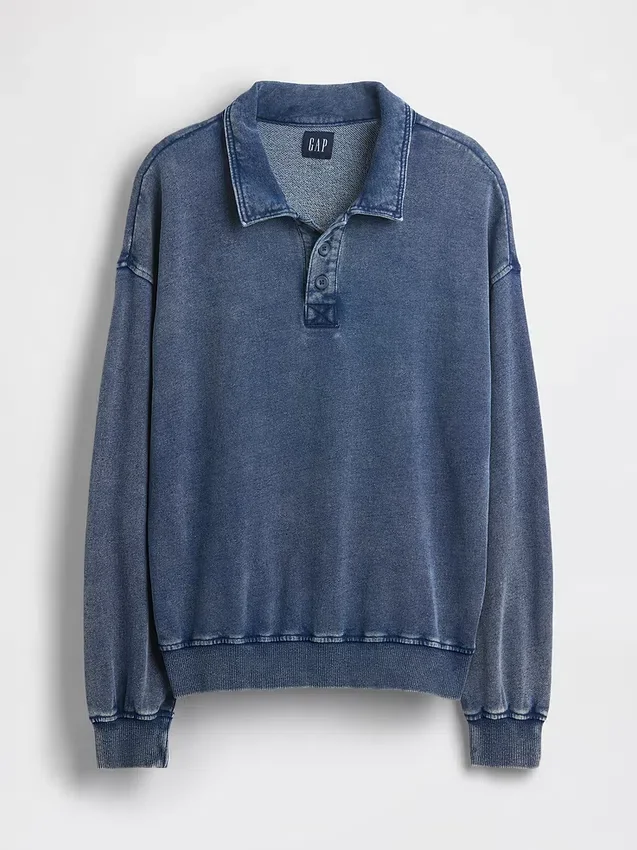 Felpa polo oversize in spugna Vintagesoft