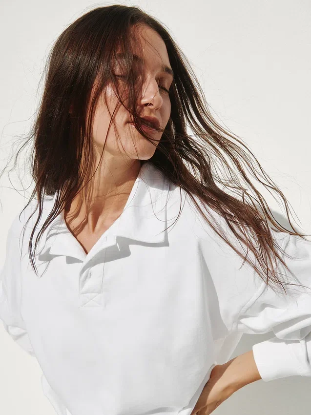 Felpa polo oversize in spugna Vintagesoft