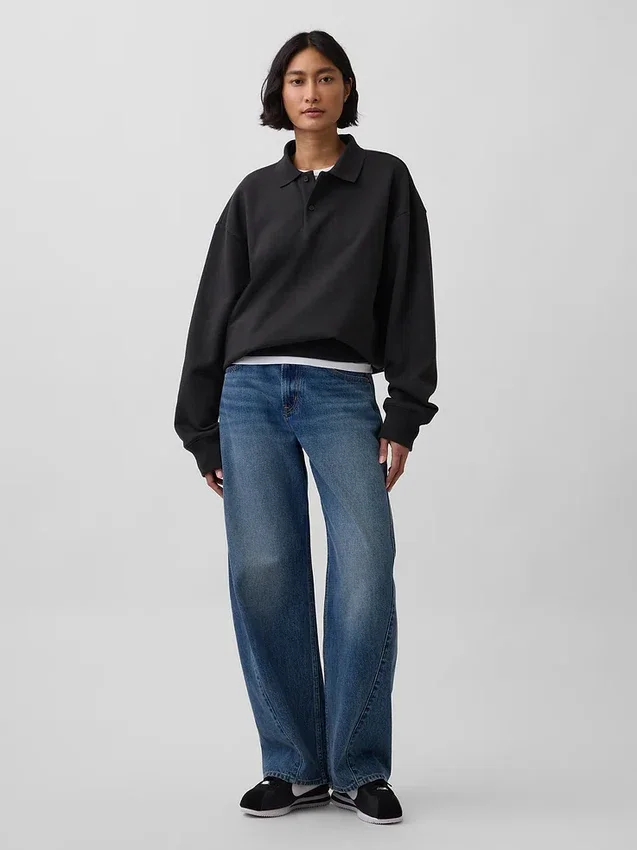Felpa polo oversize pesante per adulti