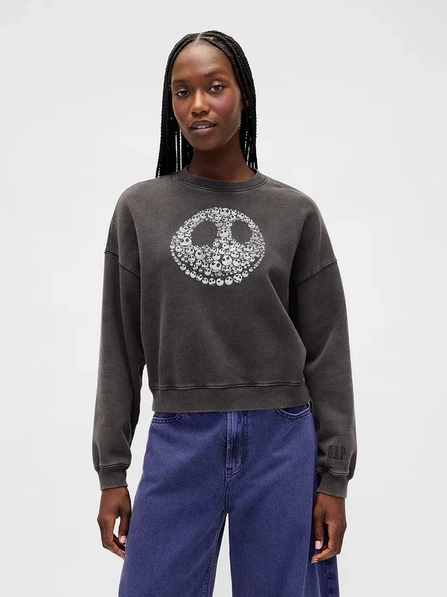 GAP × Disney "L'incubo prima di Natale" di Tim Burton - Felpa pesante con teschi