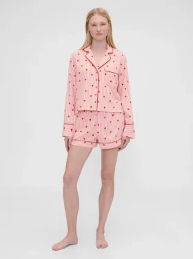 GAP × Summer Fridays Pantaloncini da pigiama in flanella con cuori
