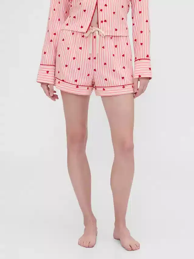 GAP × Summer Fridays Pantaloncini da pigiama in flanella con cuori