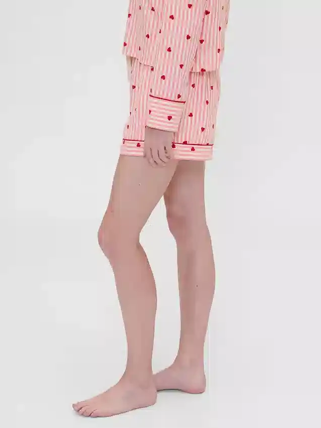 GAP × Summer Fridays Pantaloncini da pigiama in flanella con cuori