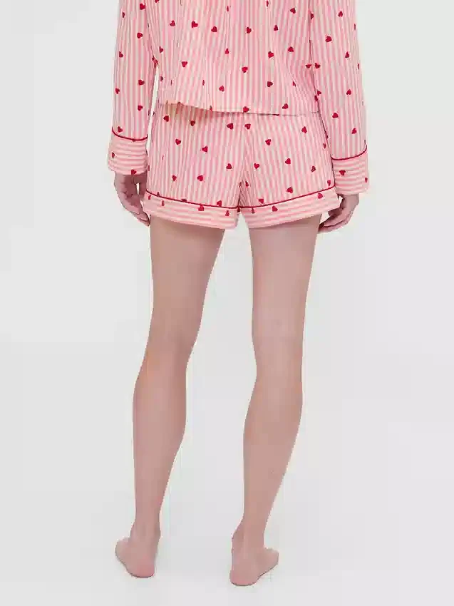 GAP × Summer Fridays Pantaloncini da pigiama in flanella con cuori