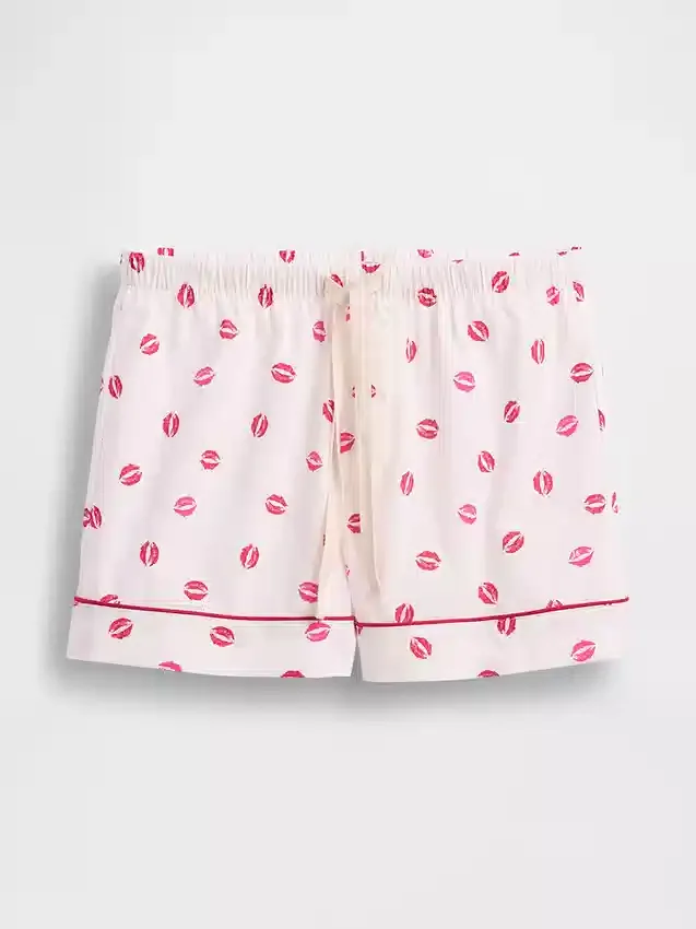 Gap × Summer Fridays Pantaloncini da pigiama in popeline con stampa "Kiss"