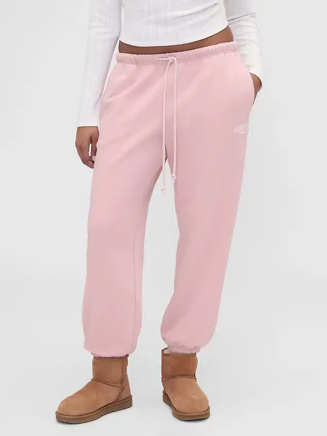 GAP × Summer Fridays Pantaloni da jogging in pile pesante con logo, vestibilità comoda