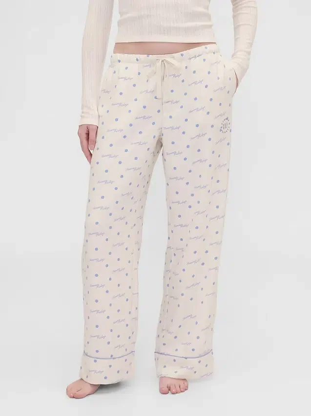 Gap × Summer Fridays Pantaloni da pigiama in flanella a pois dal taglio comodo