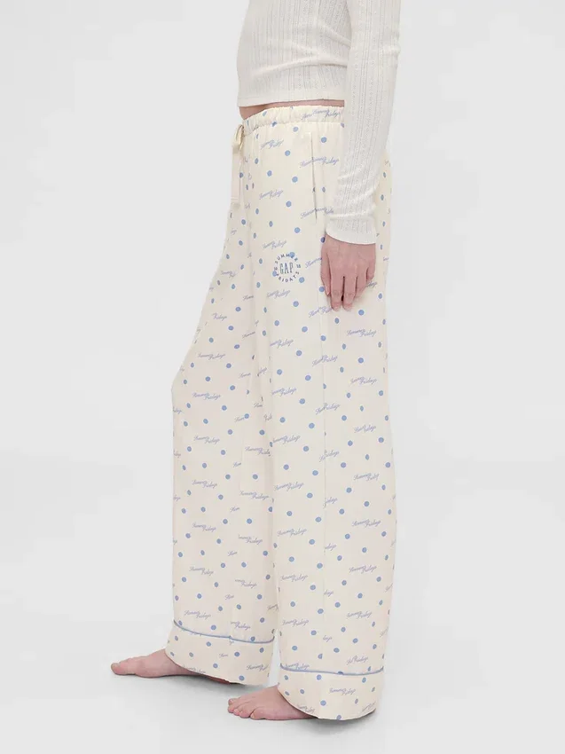 Gap × Summer Fridays Pantaloni da pigiama in flanella a pois dal taglio comodo