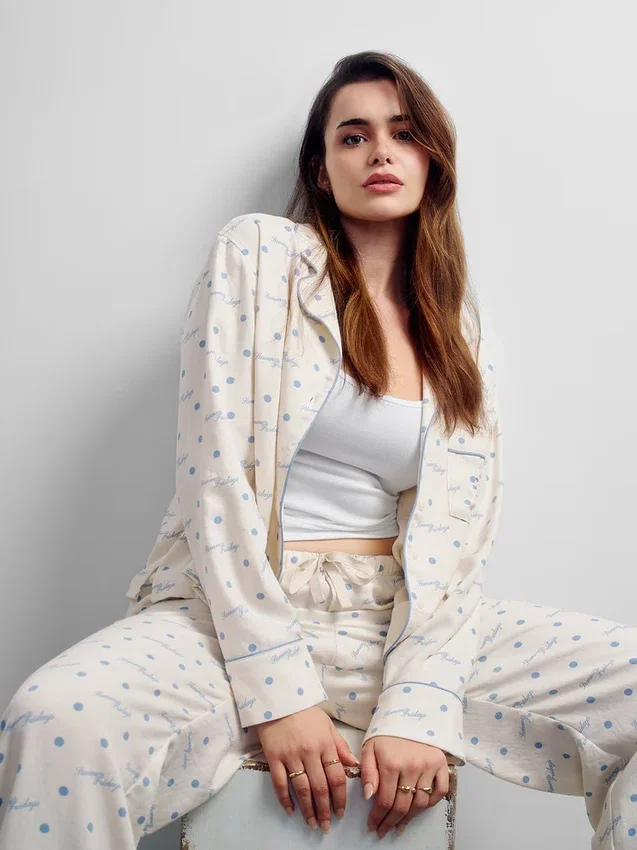 Gap × Summer Fridays Pantaloni da pigiama in flanella a pois dal taglio comodo