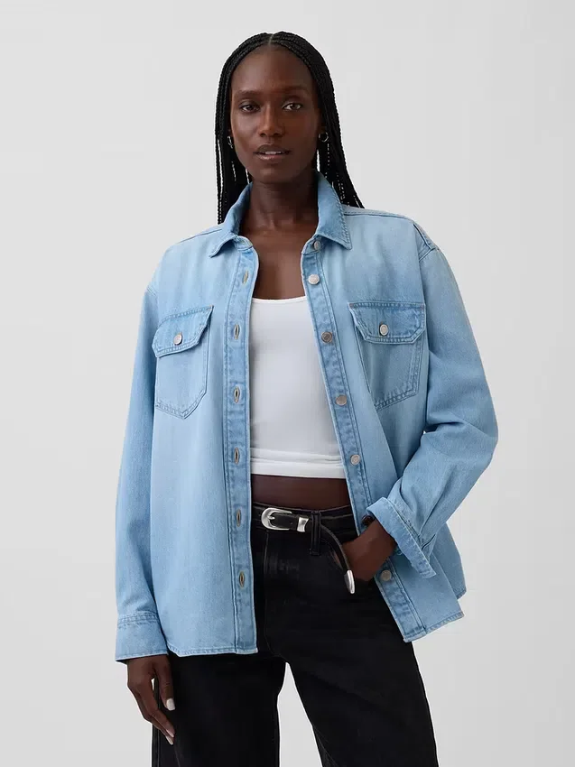 Giacca a camicia western in denim