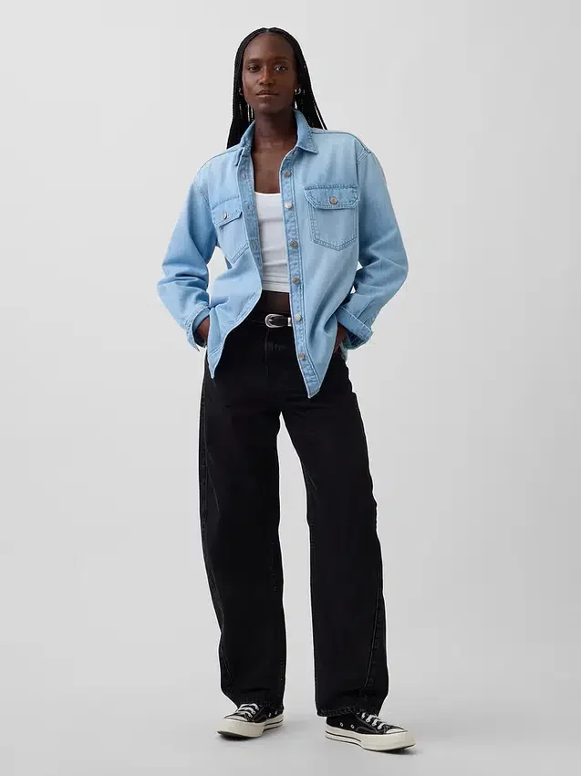Giacca a camicia western in denim