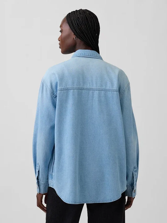 Giacca a camicia western in denim
