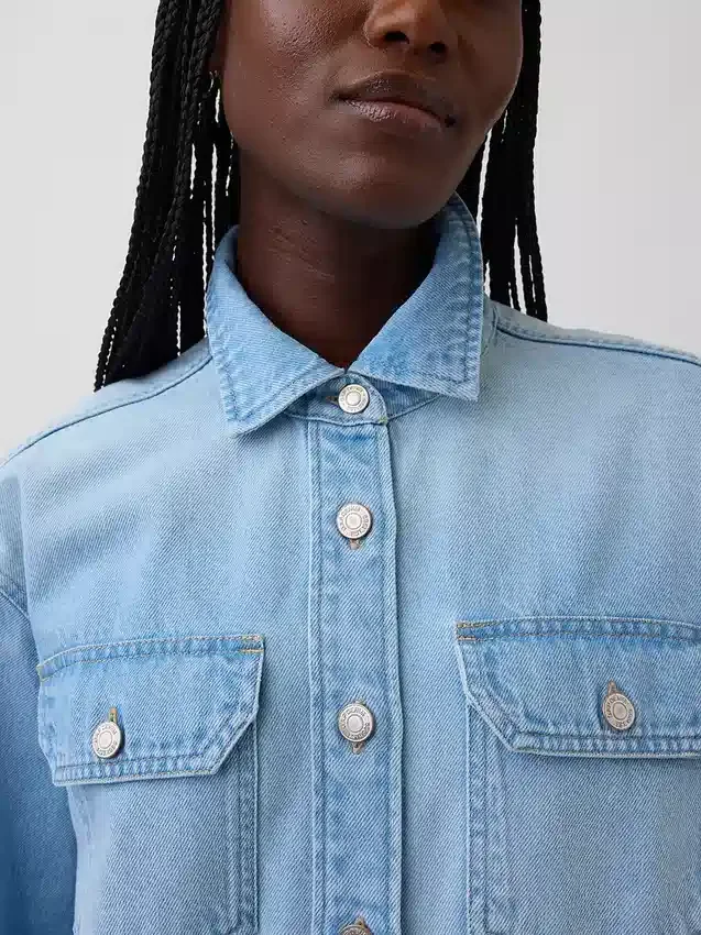 Giacca a camicia western in denim