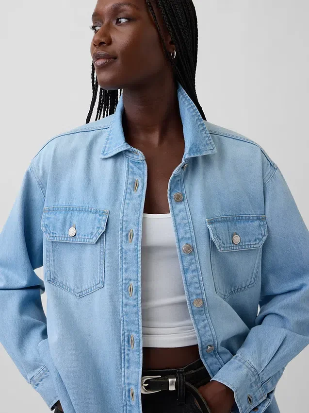 Giacca a camicia western in denim