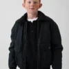 Giacca bomber da bambino in tela con fodera in sherpa