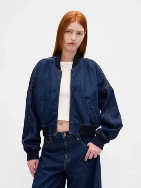 Giacca bomber in denim ultrasoft