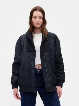Giacca bomber oversize con bordi in maglia