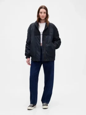 Giacca bomber oversize con bordi in maglia