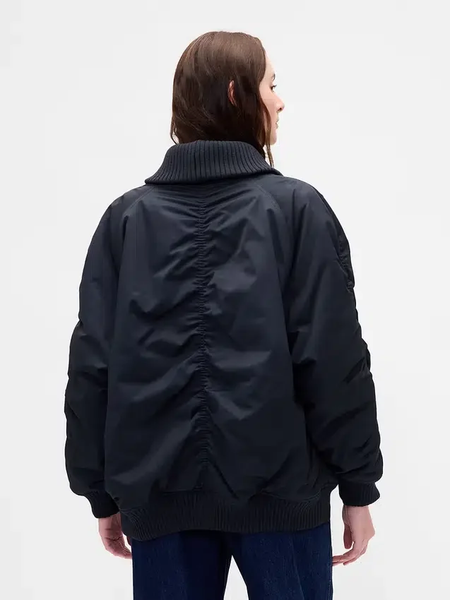 Giacca bomber oversize con bordi in maglia