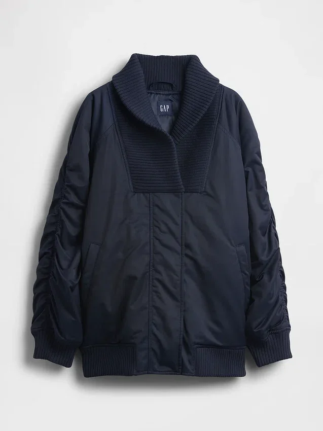 Giacca bomber oversize con bordi in maglia