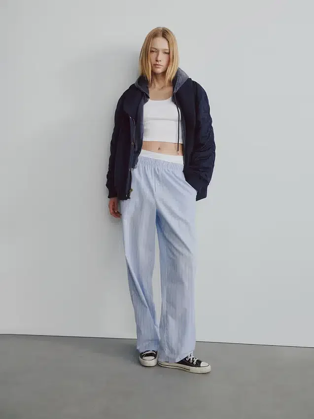 Giacca bomber oversize con bordi in maglia