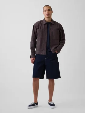 Giacca-camicia con zip in seersucker