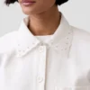 Giacca-camicia dal taglio morbido con orlo traforato