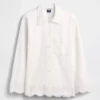 Giacca-camicia dal taglio morbido con orlo traforato