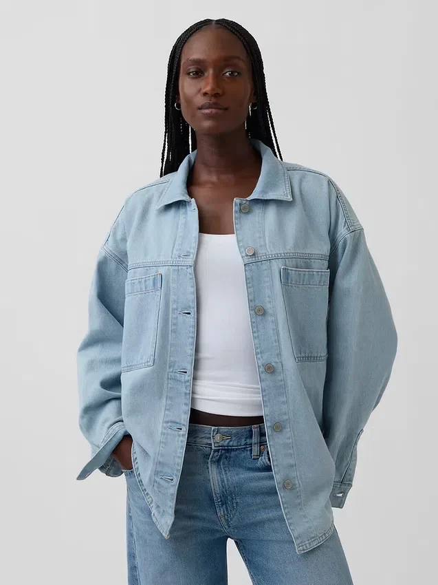 Giacca-camicia in denim oversize