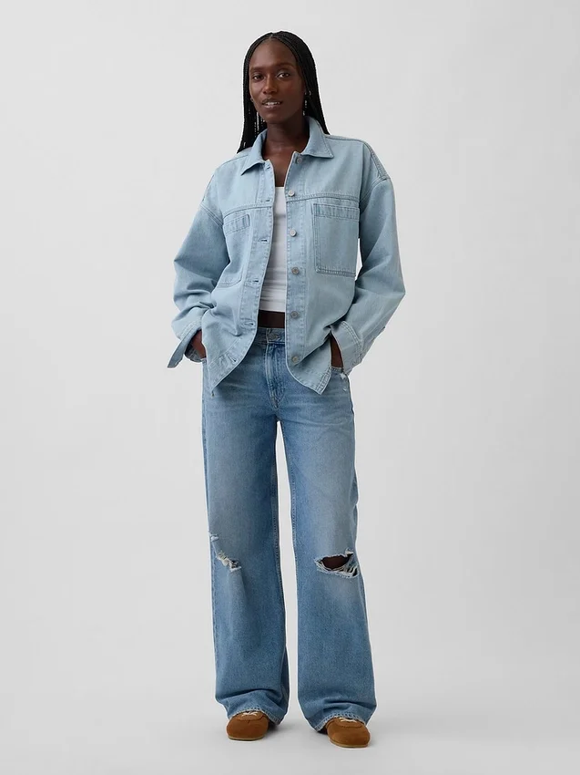 Giacca-camicia in denim oversize