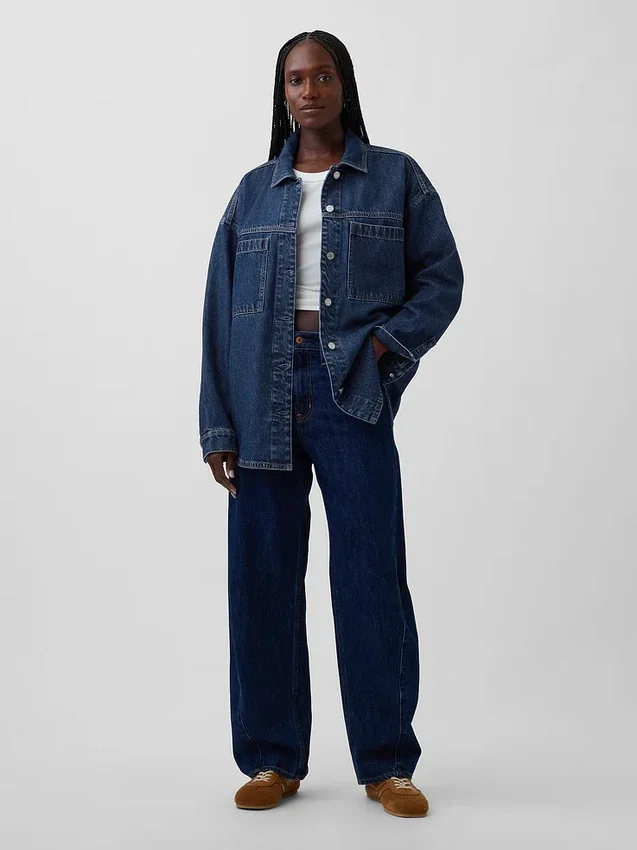 Giacca-camicia in denim oversize