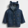 Giacca con cappuccio in denim ultrasoft per neonati