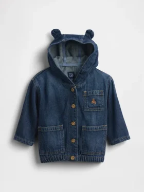 Giacca con cappuccio in denim ultrasoft per neonati